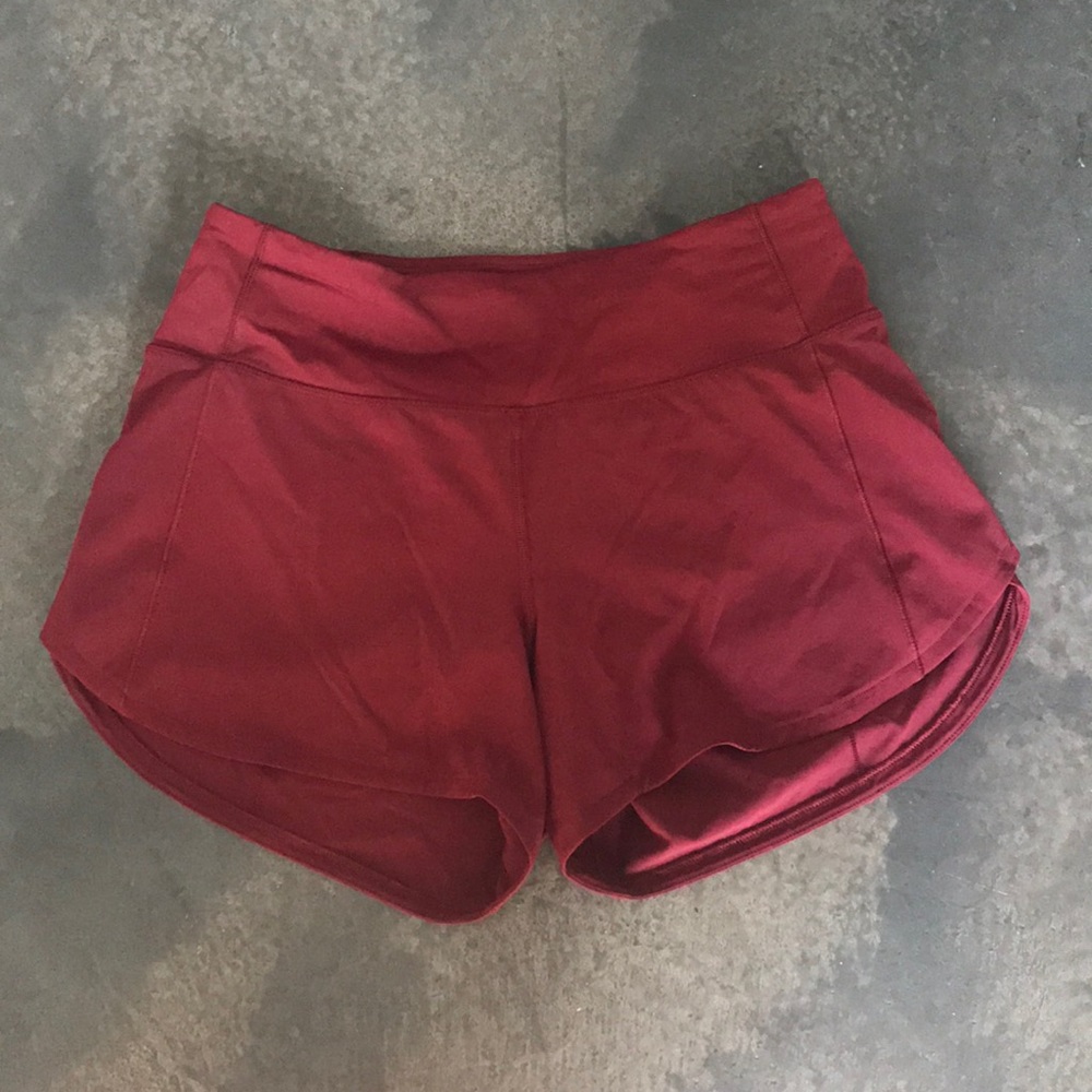 Lululemon Red/Maroon Speed Up Short Long 4"